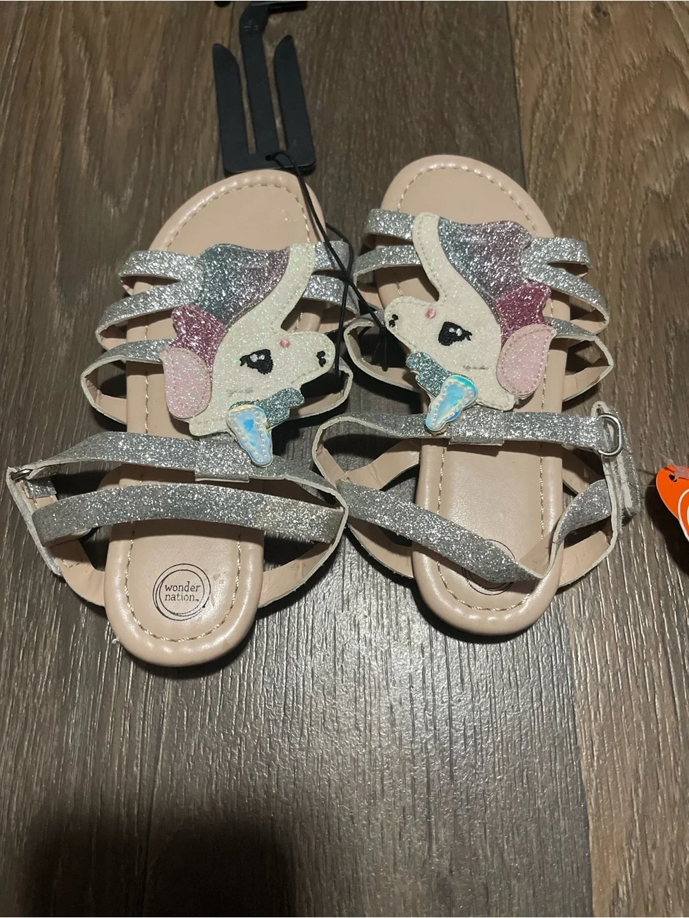 wonder nation Sparkly Unicorn Silver and Pink Kids Sandals